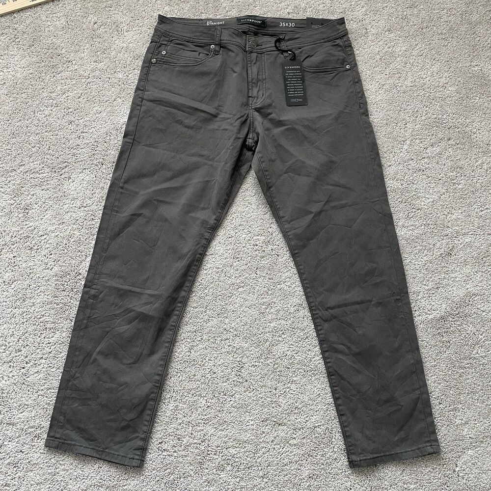 NWT Liverpool Los Angeles Men's 35x30 Kingston Slim Straight Jeans Gray